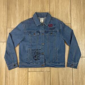 Disney Parks Vintage Denim Jacket Mickey Mouse Sketch Womens 13 USA Medium